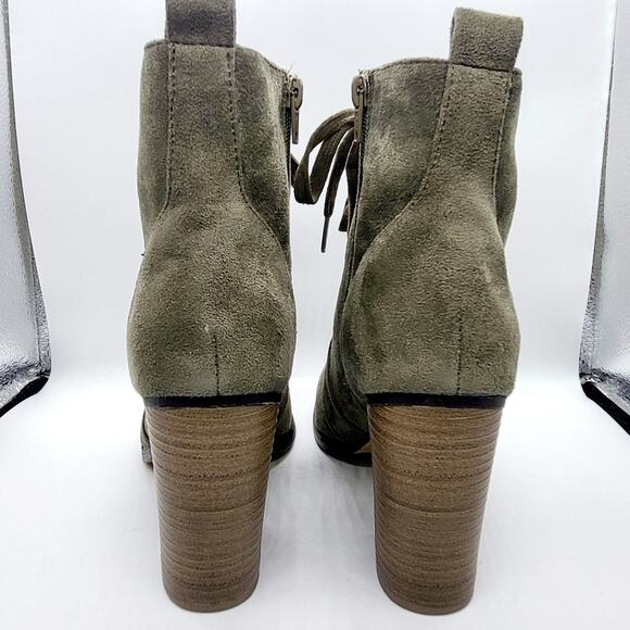 Y2K NIB Candie's Couture Olive Green Ankle Lace-up Chunky Heel Booties Sz 8.5 - Picture 5 of 12